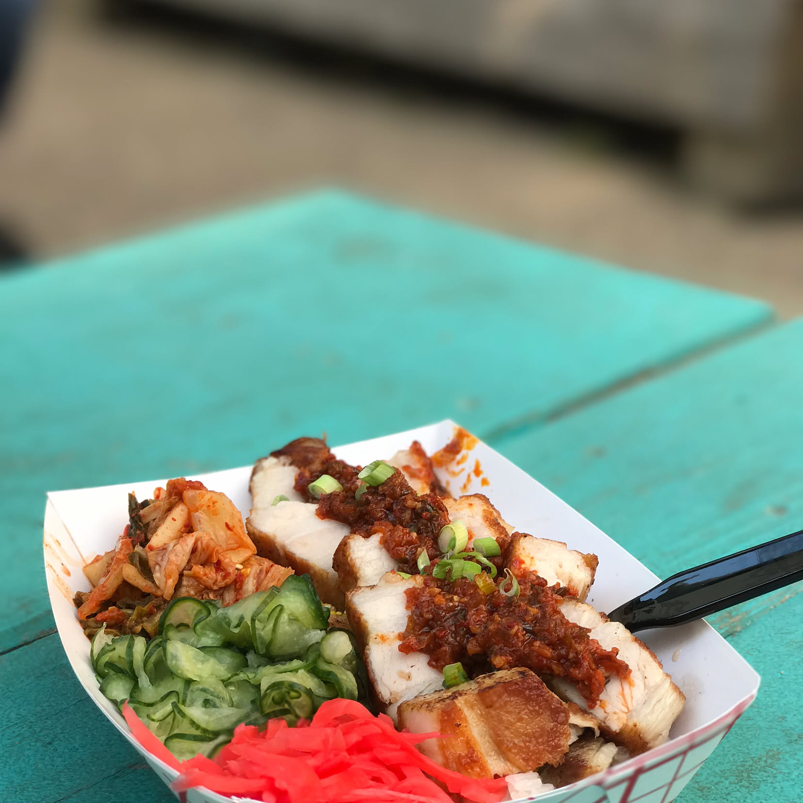 pork belly, chicken karage, and fried beets   was great as was the spicy chic...