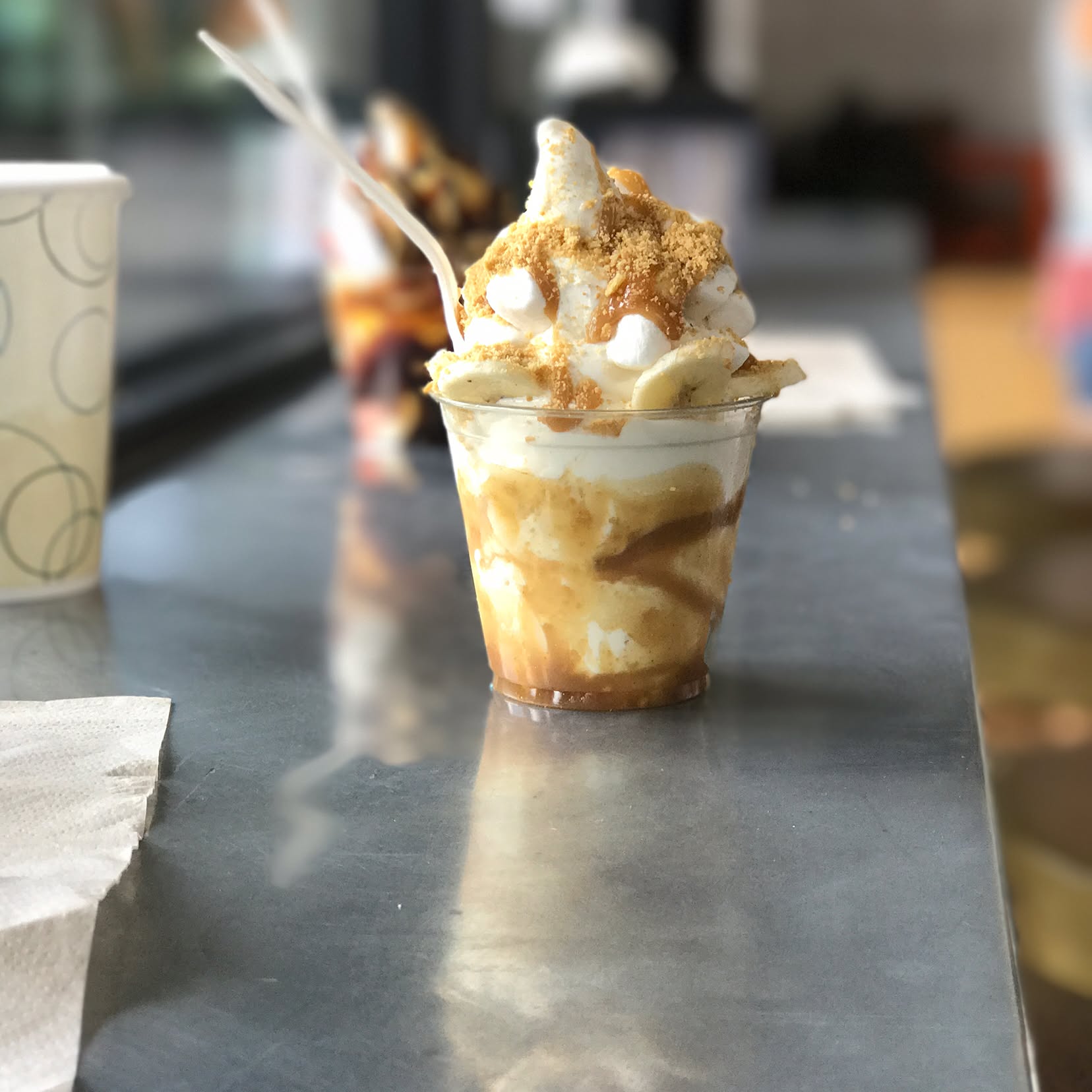 Soft serve ice cream  Fluffer Nutter and Caramelized Banana Split