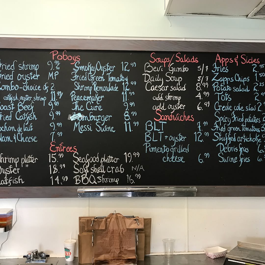 peacemaker - fried shrimp and roast beef Po-Boy sandwich and fried shrimp pla...