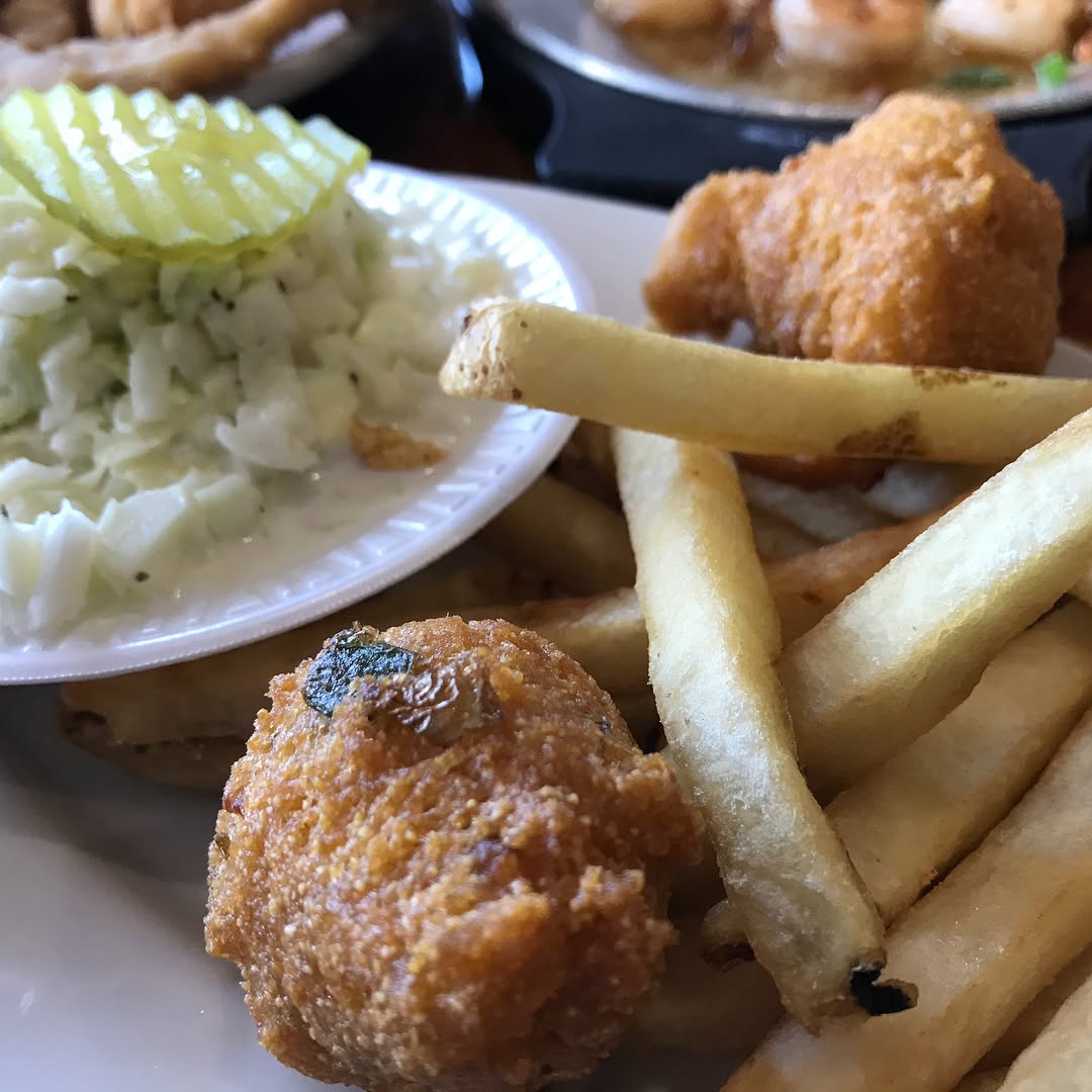 Catfish and seafood at the world famous thin fried catfish, boiled blue crab,...