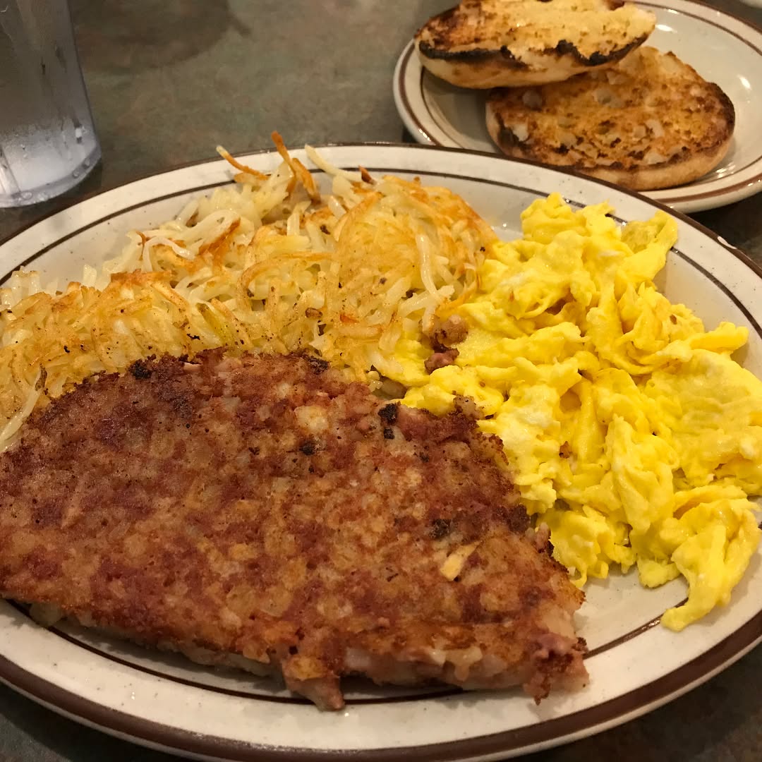 Corned beef and hash and lemon cream pie