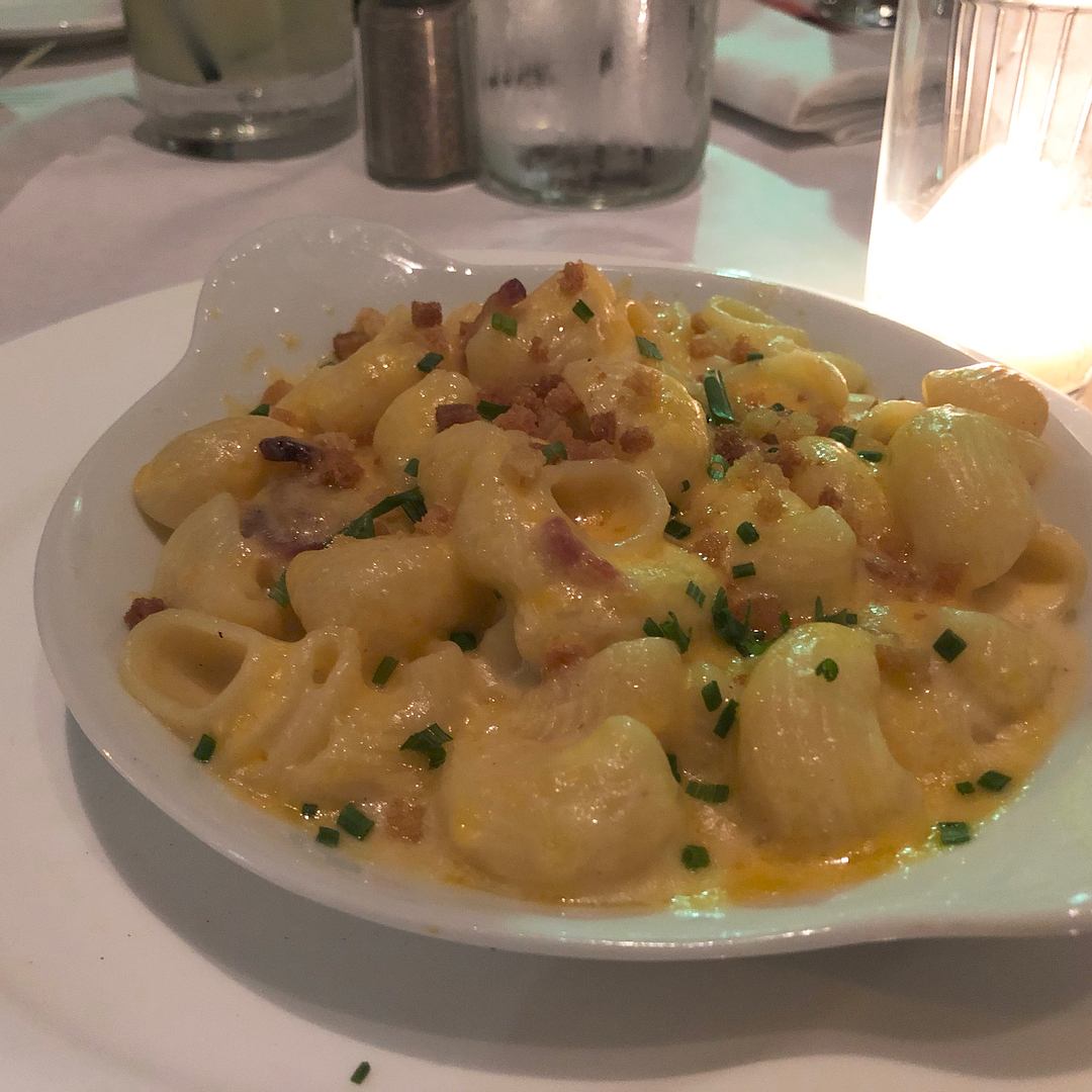 Dinner at  in   We had the sausage pizza, the lasagna, Caesar salad, Mac & ch...