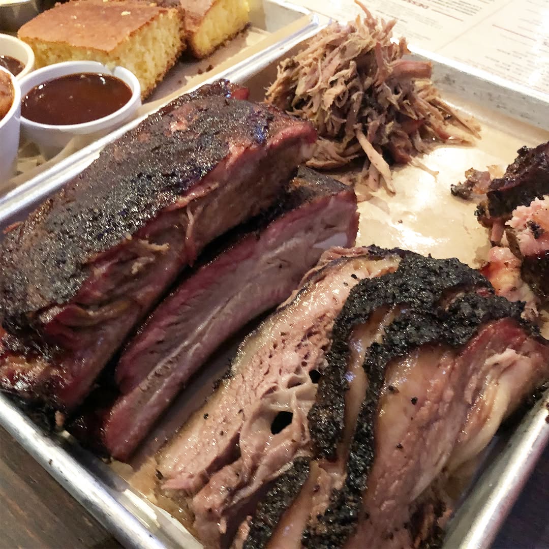 BBQ at  in  we had pork ribs, moist beef brisket, beef rib ends, shredded por...