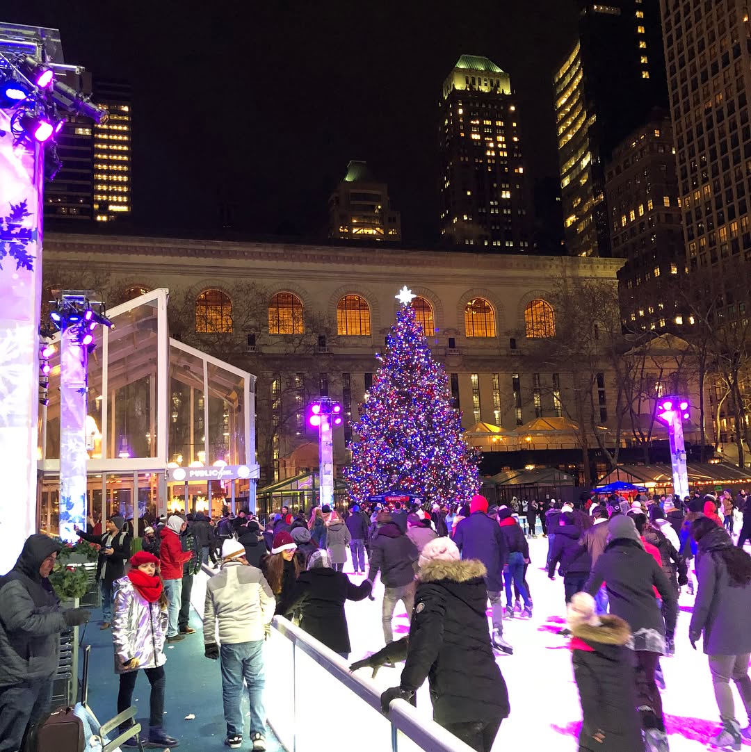Stumbled across Bryant Park, with loads of ice skaters, on our way home to Br...