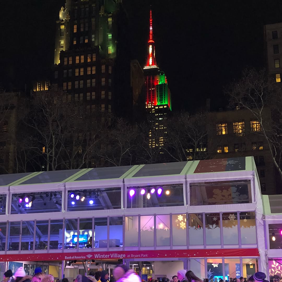 Stumbled across Bryant Park, with loads of ice skaters, on our way home to Br...