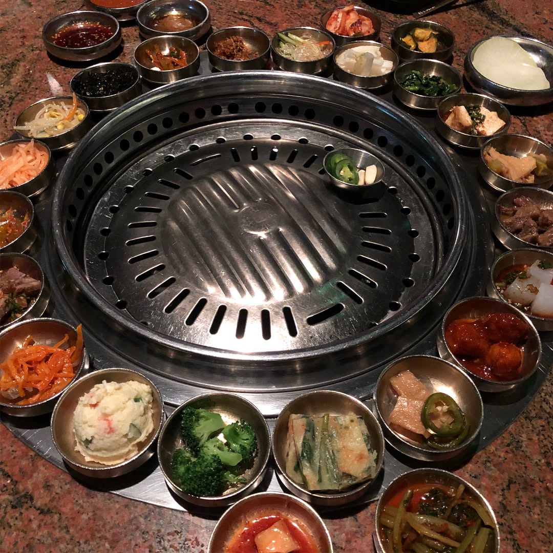 Korean Dinner at Genwa Korean BBQ  in Beverly Hills we had chapchae, kimchi p...