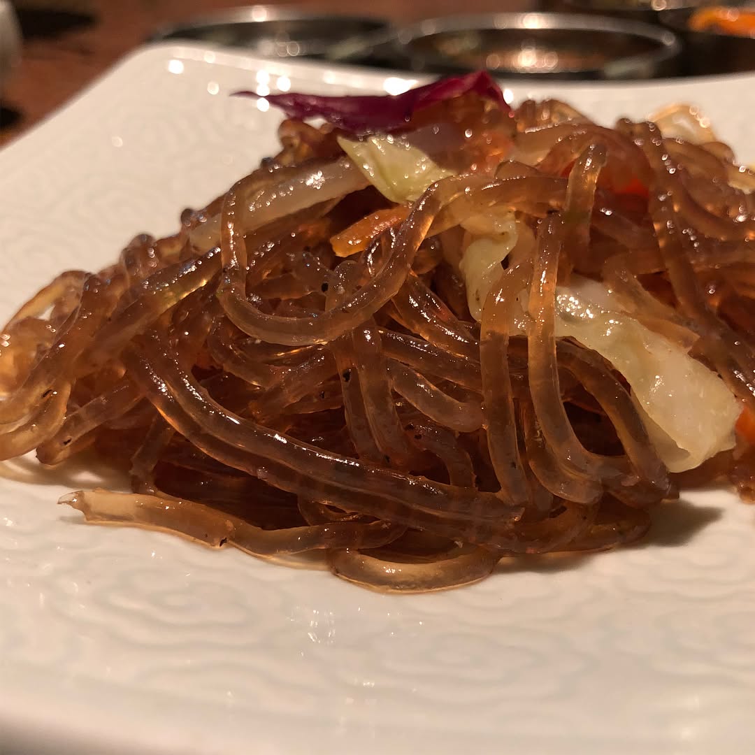 Korean Dinner at Genwa Korean BBQ  in Beverly Hills we had chapchae, kimchi p...