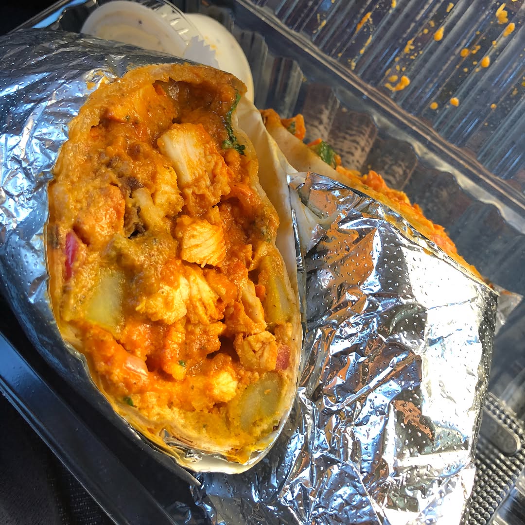 Tandoori Chicken Burrito from the Bombay Frankie Company at a Chevron Station