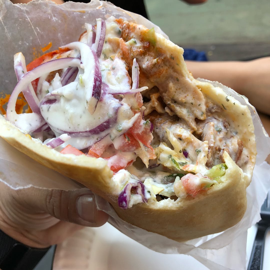 Chicken kebob pita sandwich at Turkiss in West Village Tribeca on Macdougal