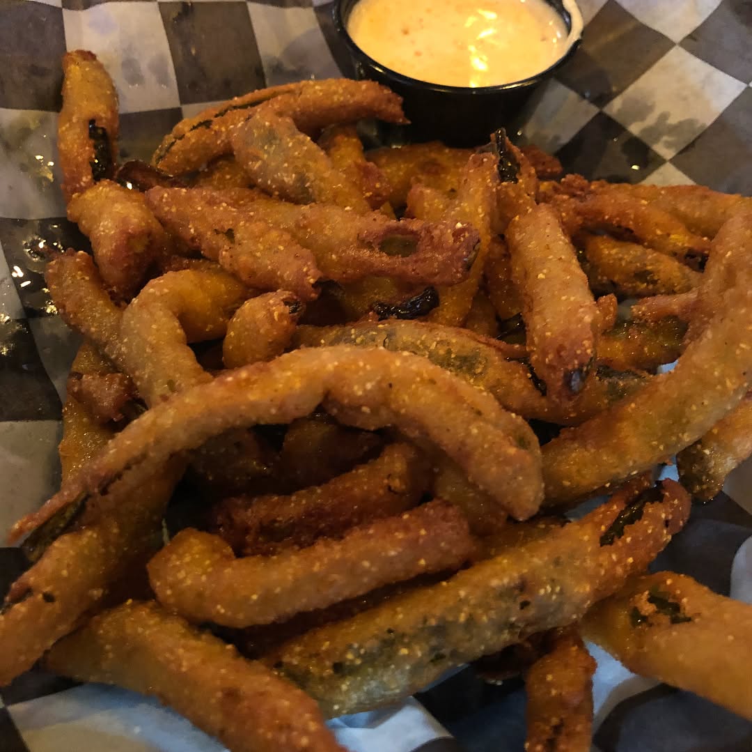 Jalapeño Pepper Burger, Swiss Mushroom Burger, and the spicy pickle fries