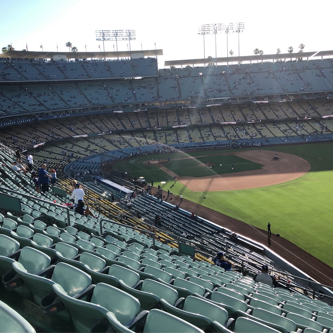Enjoying a dodger win on a nice summer night