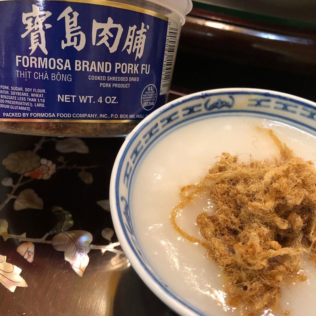 Taiwanese Breakfast - rice porridge with little tasty accoutrements