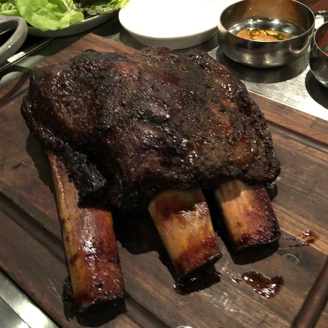 The While Plate Short Rib and kakigori shaved ice dessert at Majordomo