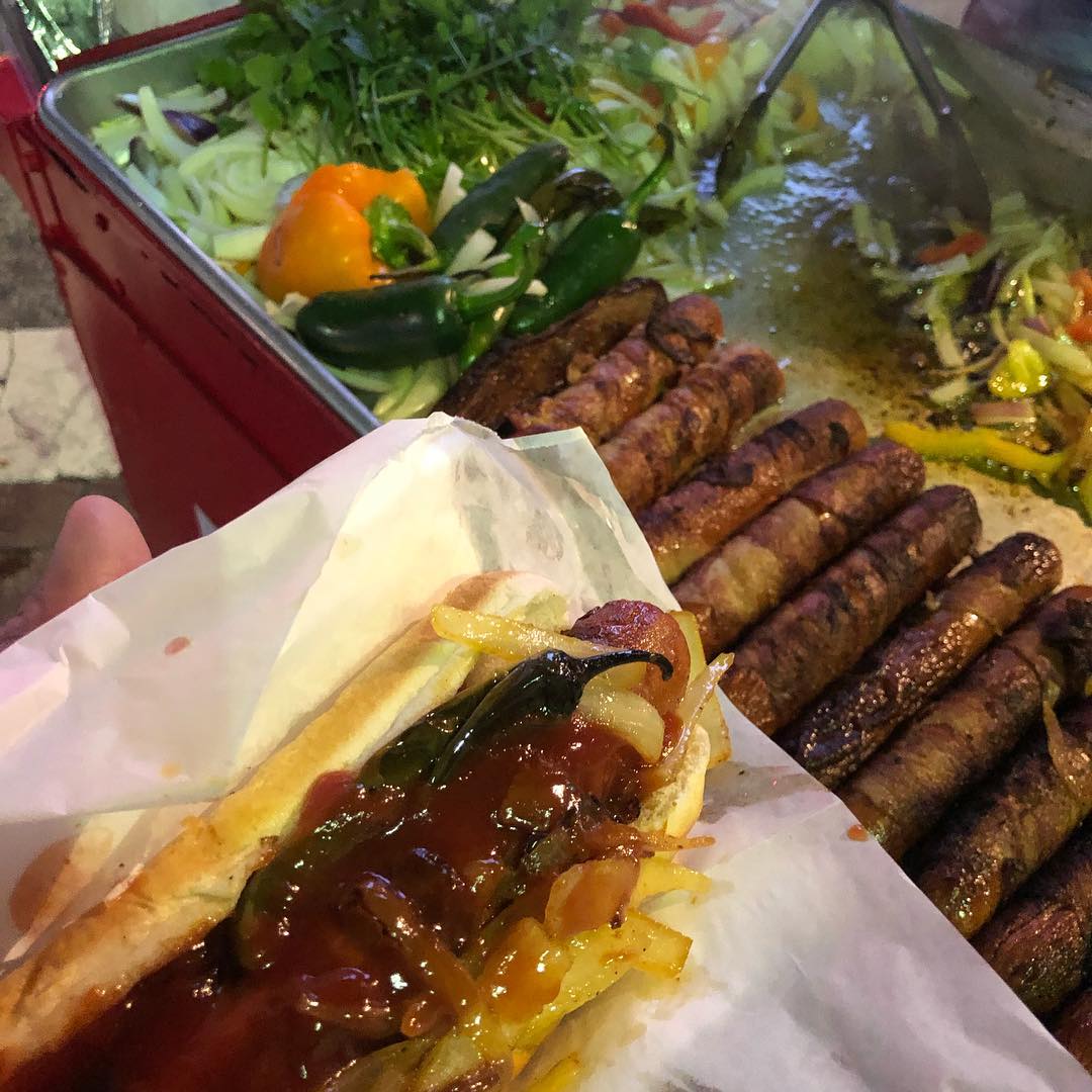 Bacon wrapped hotdogs outside of Staples Center, DTLA