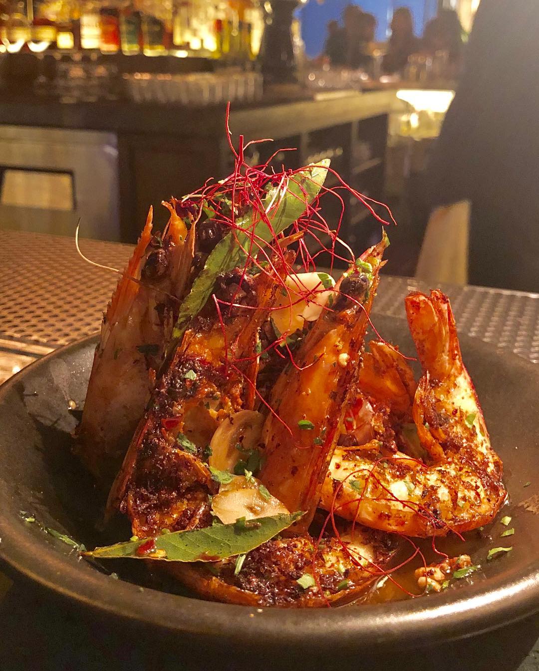 Eating at the bar at Dama in DTLA, fashion district