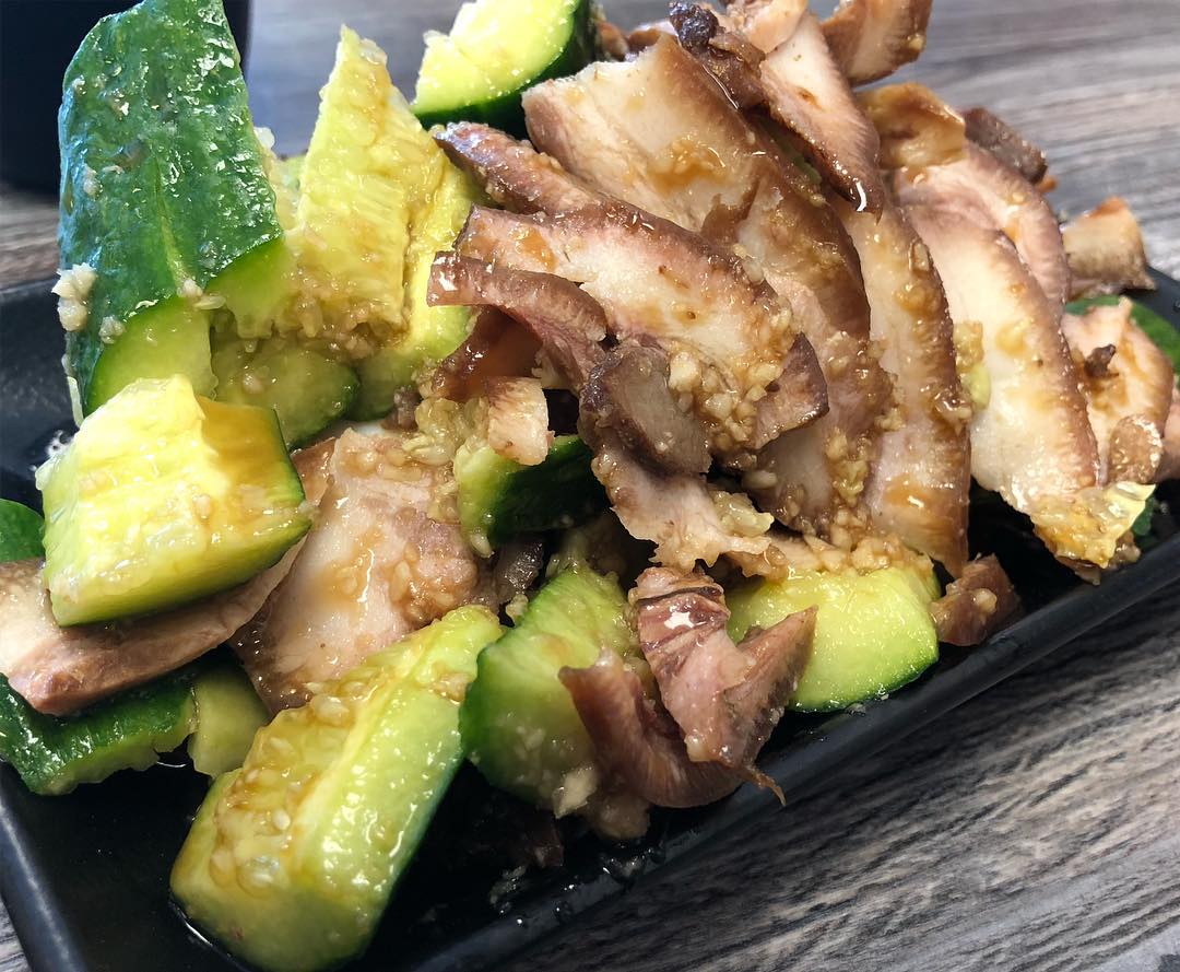 Pan fried bread pork and cabbage dumplings, pan fried pork and leek dumplings...