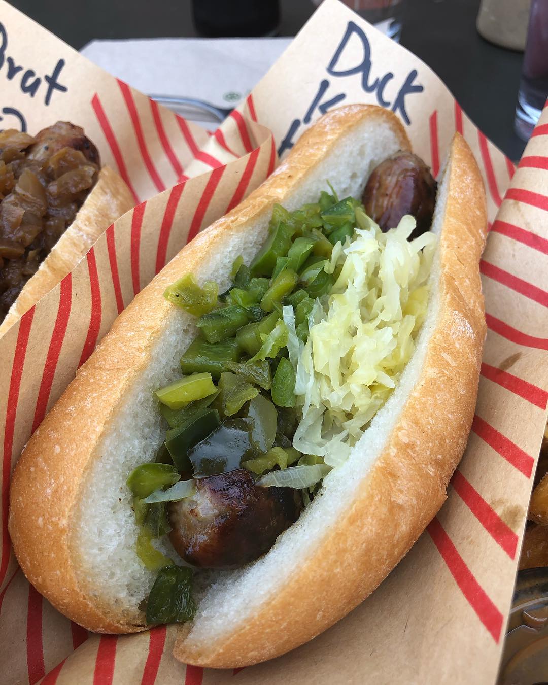 Sausage and fries for lunch at Wurstküche in the Arts District in DTLA