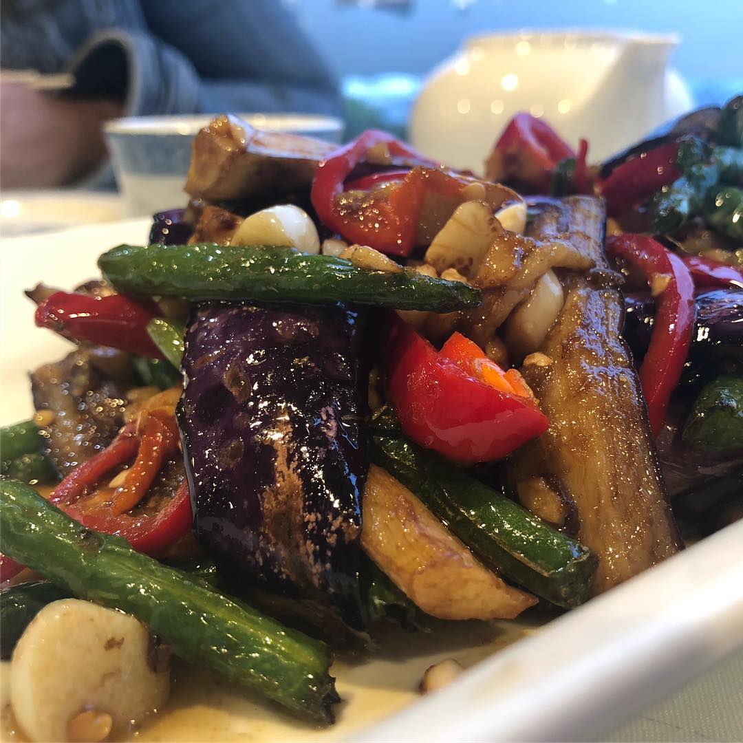 Hunan Cuisine at Hunan Chili King - spicy fish fillet, egg plant and green be...