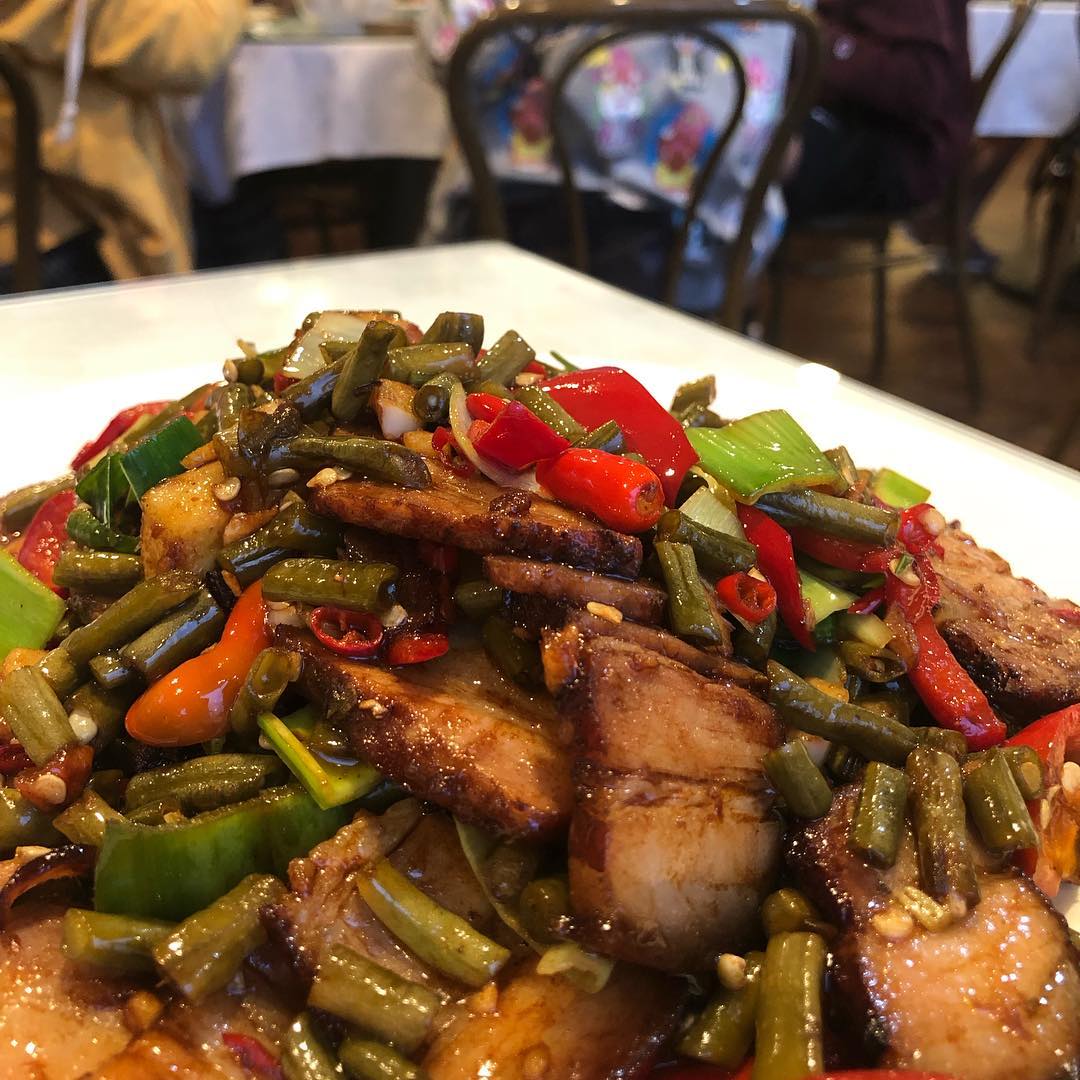 Hunan Cuisine at Hunan Chili King - spicy fish fillet, egg plant and green be...
