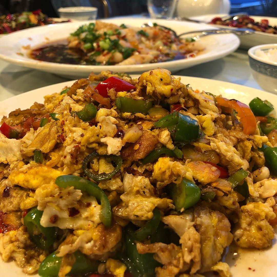Hunan Cuisine at Hunan Chili King - spicy fish fillet, egg plant and green be...