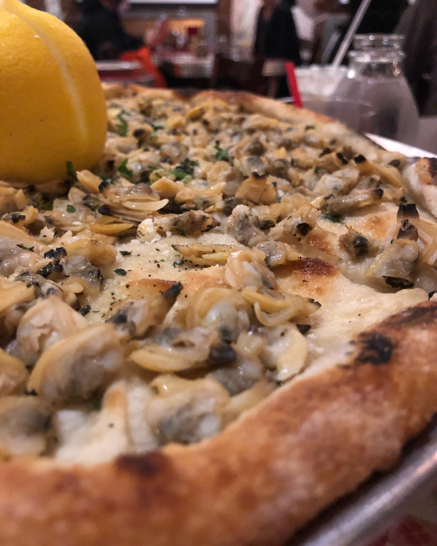 The famous clam pizza at Lombardi’s