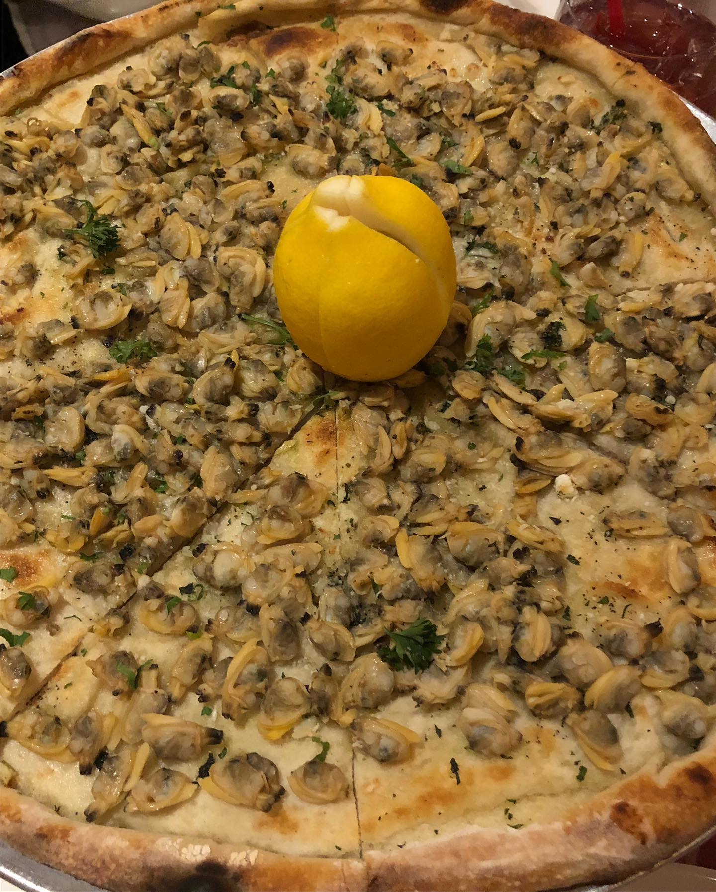 The famous clam pizza at Lombardi’s