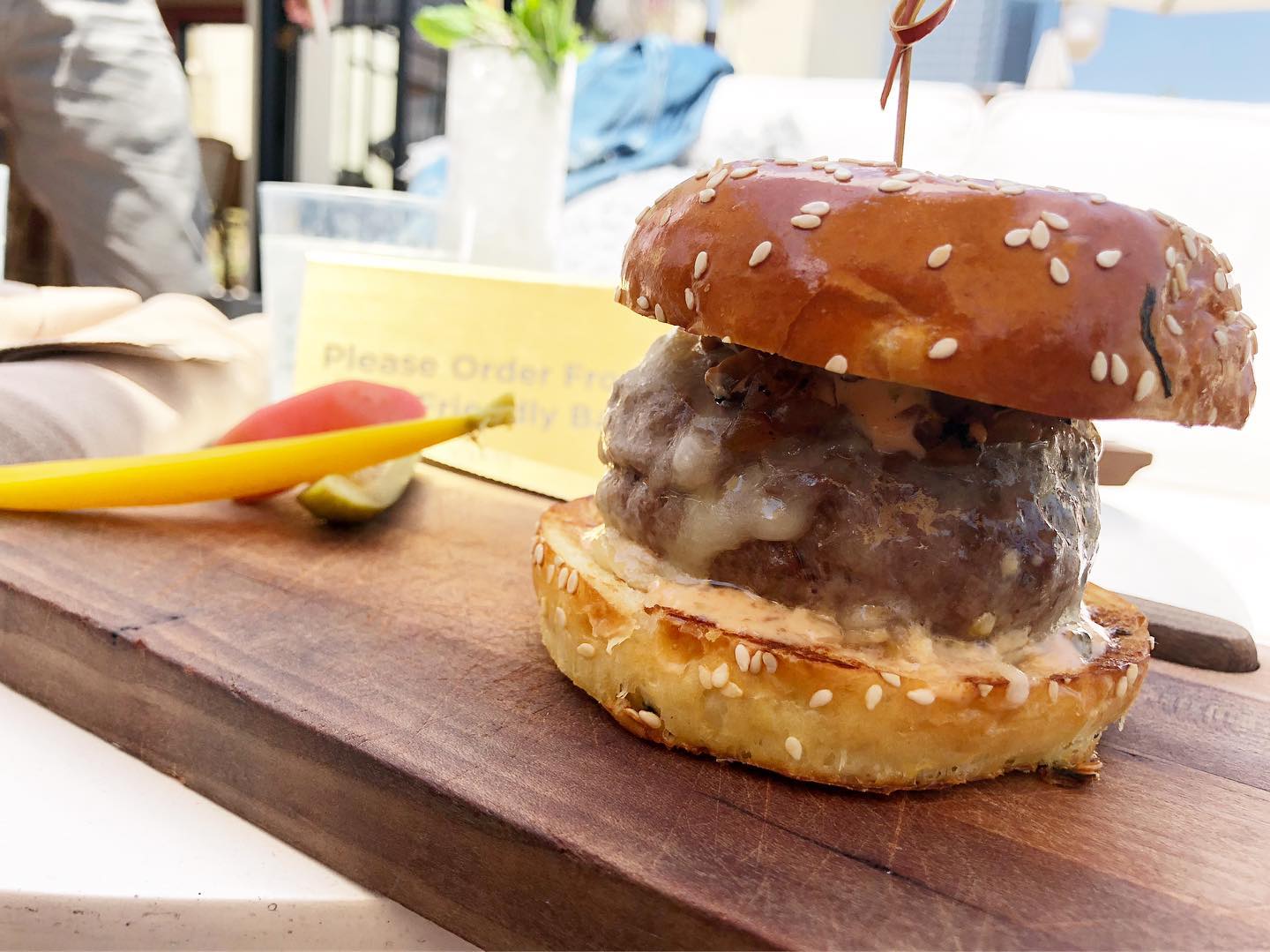 Dry Aged Beef Burger at the rooftop restaurant at NoMad