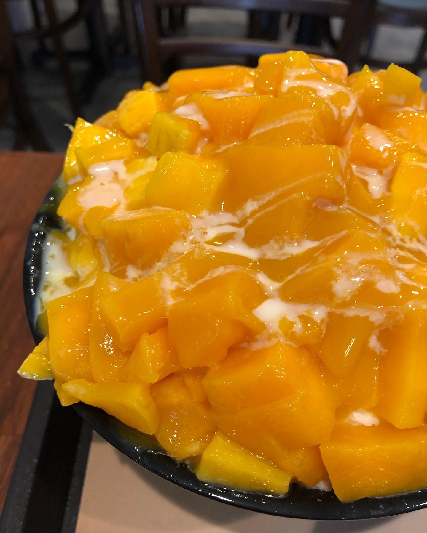 Black Sesame Korean shaved ice and Mango shaved ice