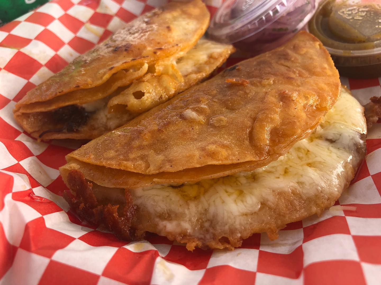 Queso-Tacos, hard shell beef tacos with cheese