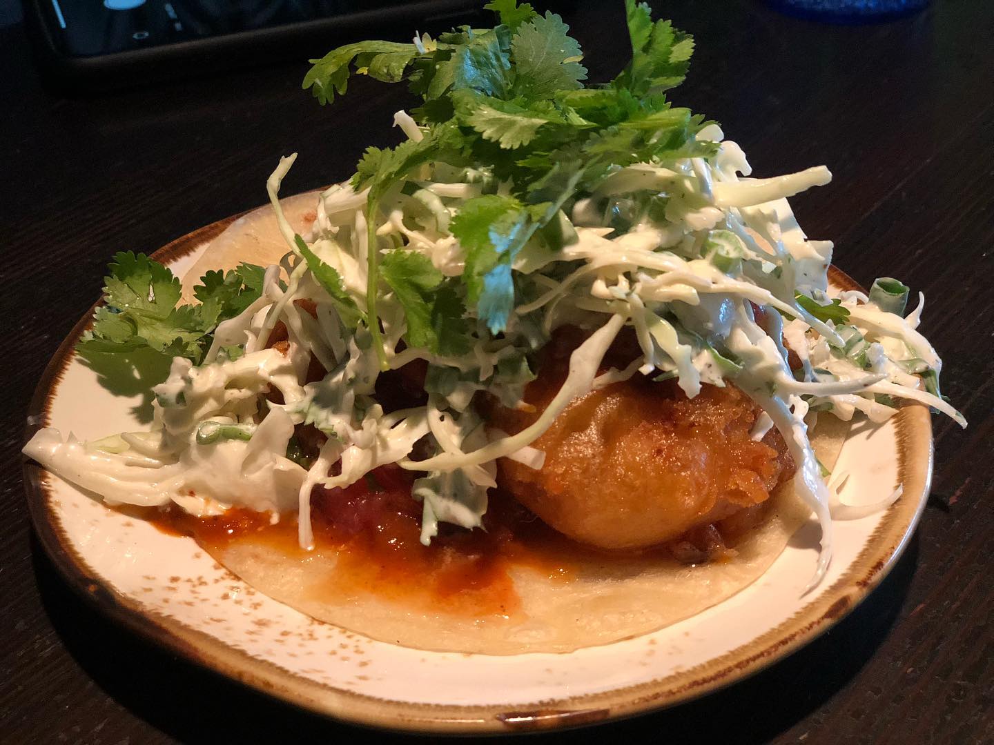 Pork Terrine Taco and Baja Shrimp Taco from Guerrilla Tacos