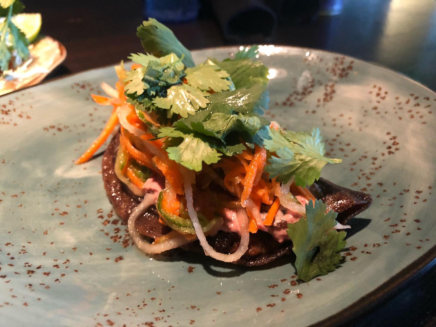 Pork Terrine Taco and Baja Shrimp Taco from Guerrilla Tacos