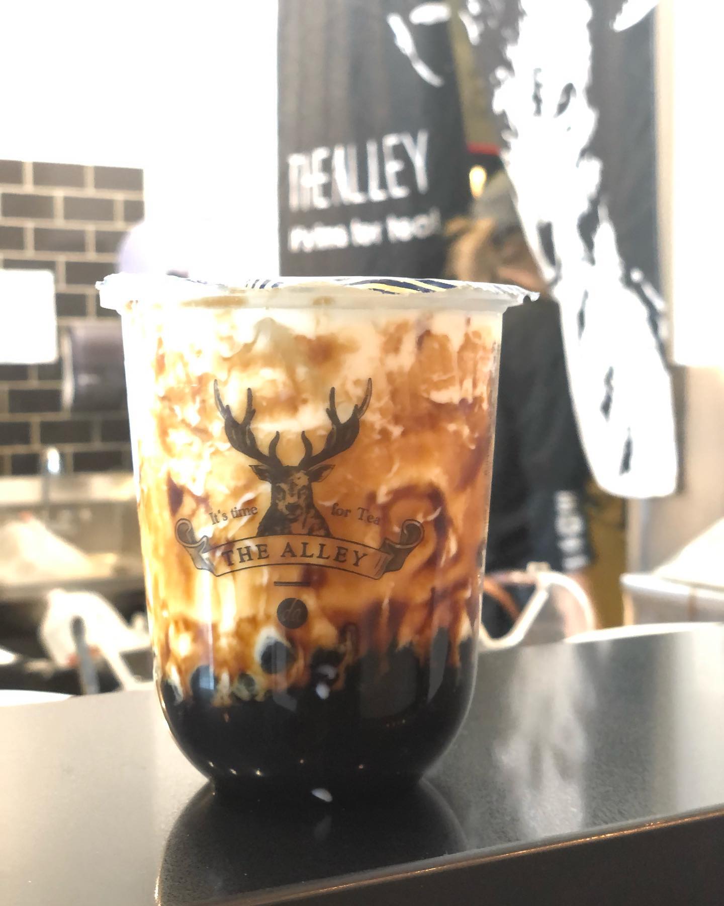 Brown sugar deeriocra (fresh milk/fresh soy) and orange lulu earl grey with o...