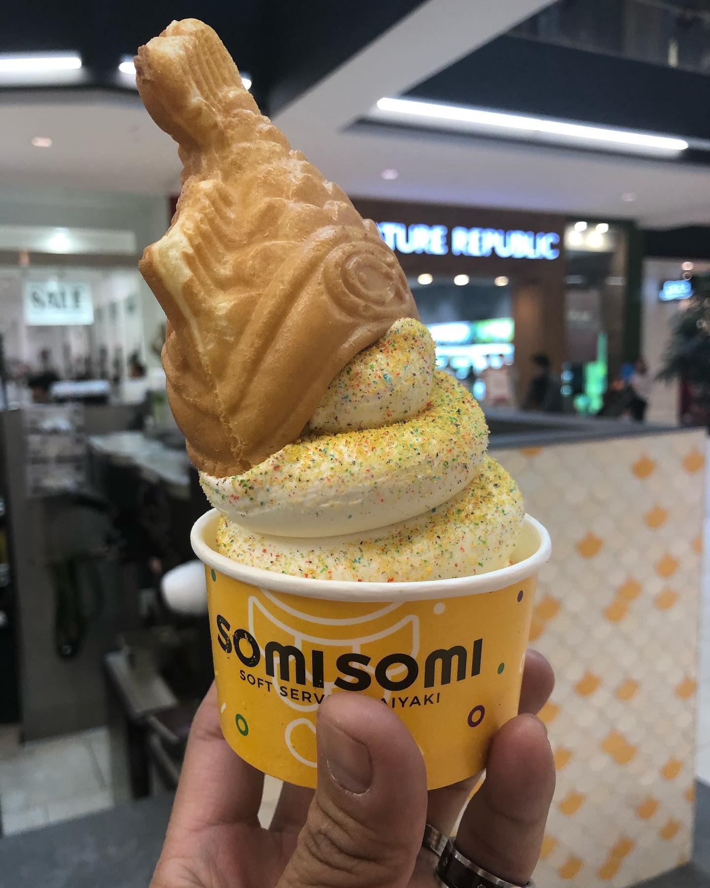 Fish eating ice cream