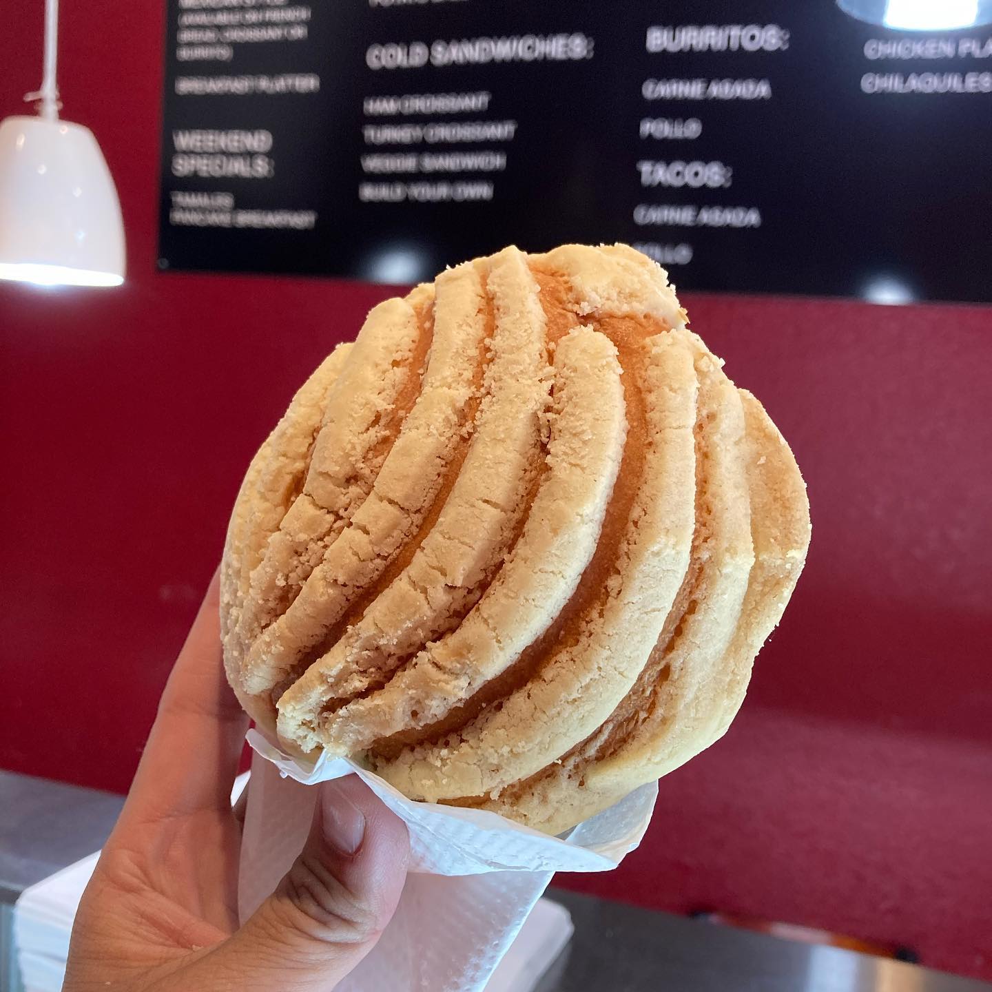 Cubans sandwich with a refugiado and concha