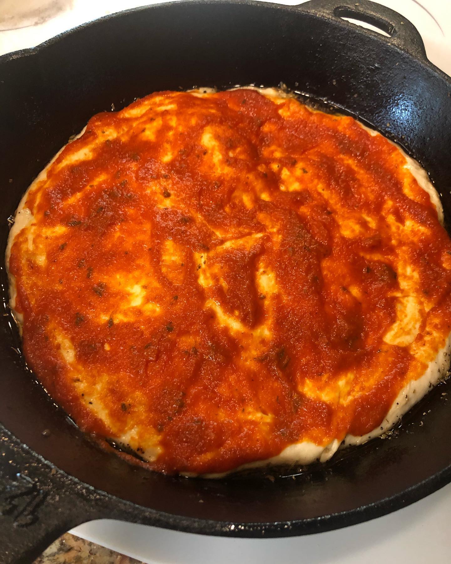 Cast iron pan pizza