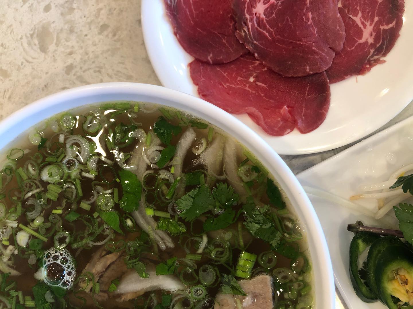 Bo Kho - beef stew with bread and Pho with rare steak