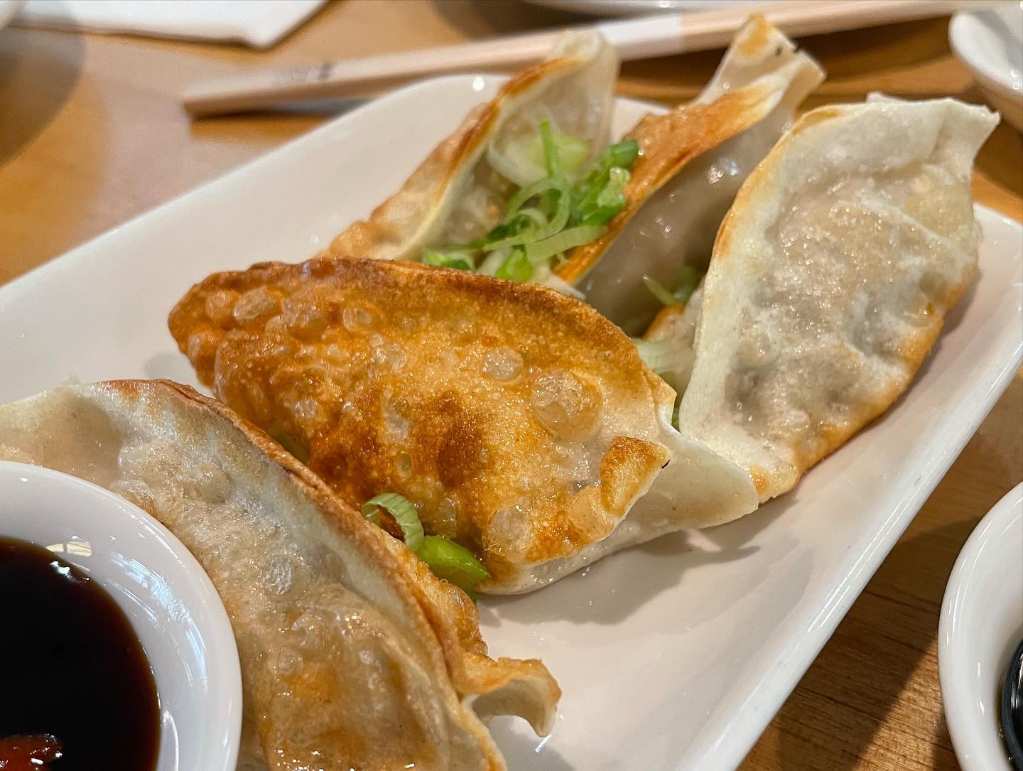 Lunch in Pasadena at  steamed pork dumplings, fried pork dumplings, and scall...
