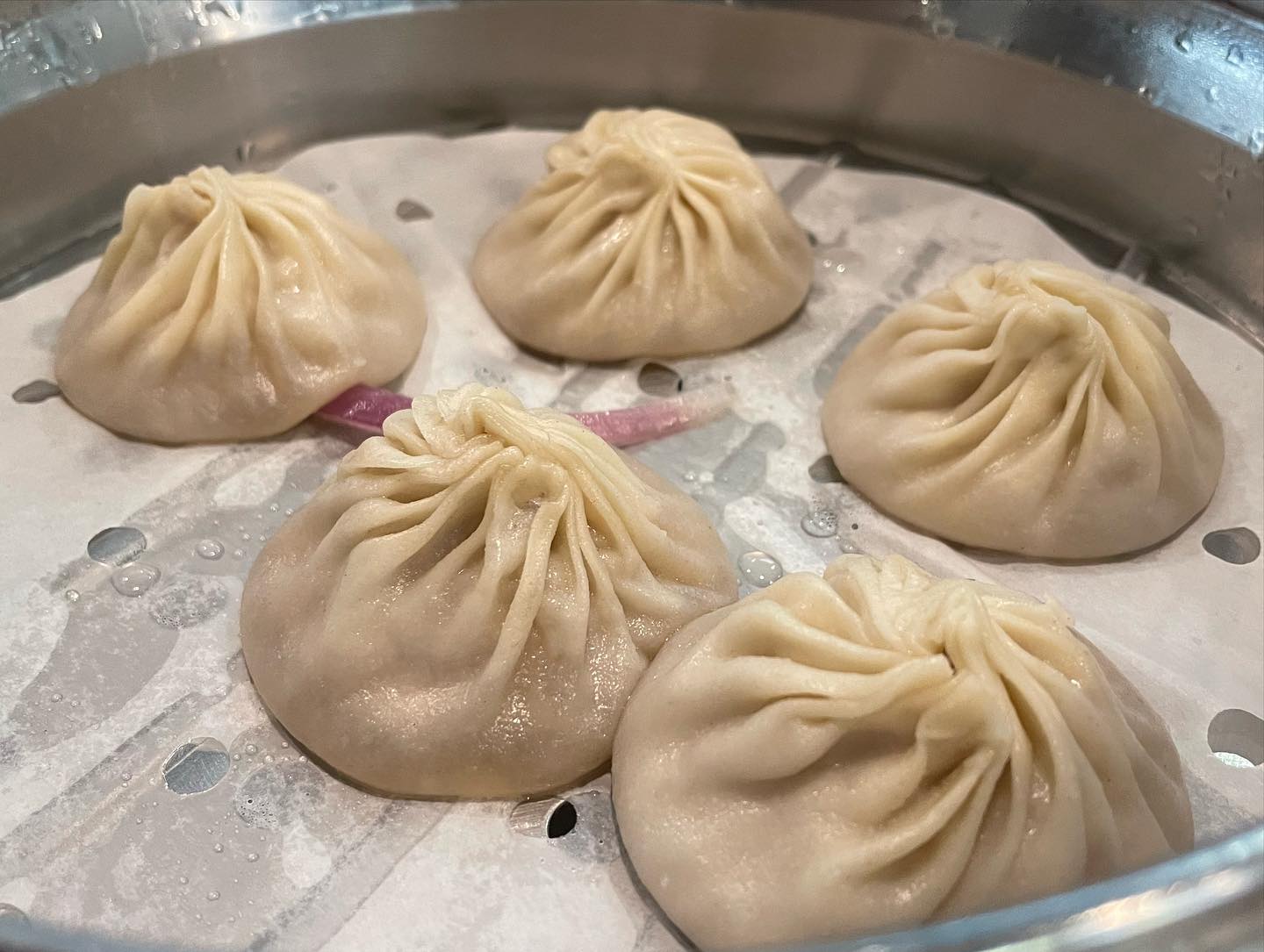 Lunch in Pasadena at  steamed pork dumplings, fried pork dumplings, and scall...