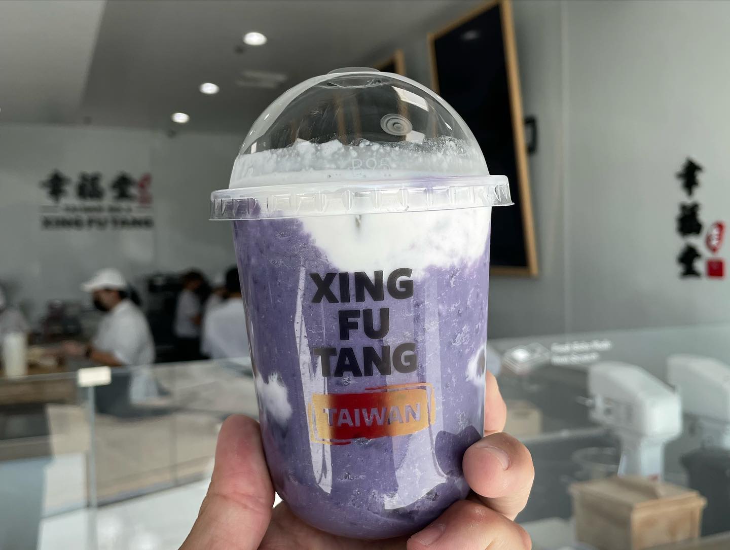 Boba Teas at Xing Fu Tang  Ube and strawberry boba teas