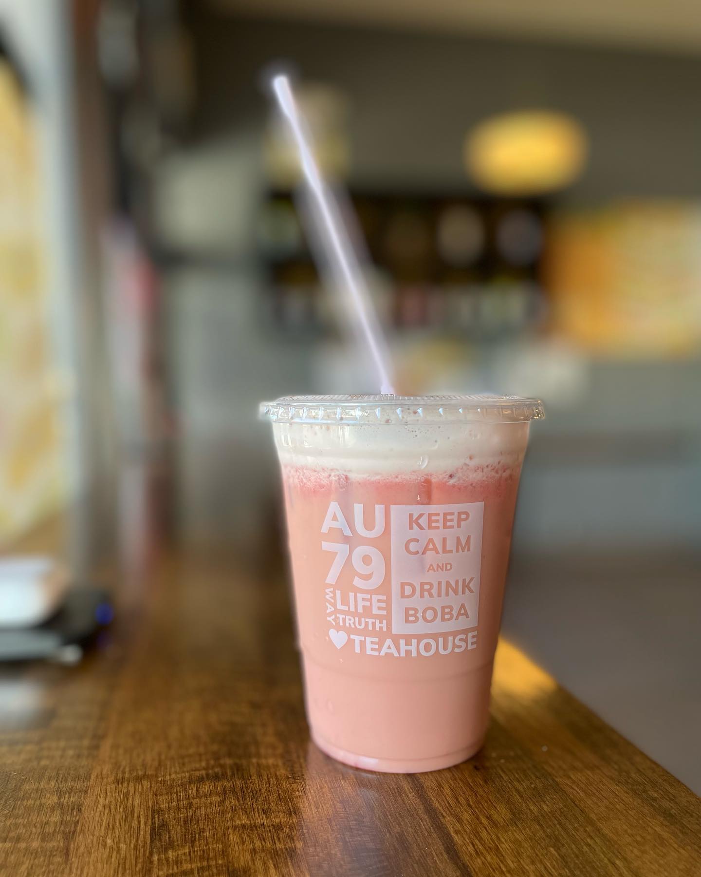 Popcorn chicken and strawberry milk tea