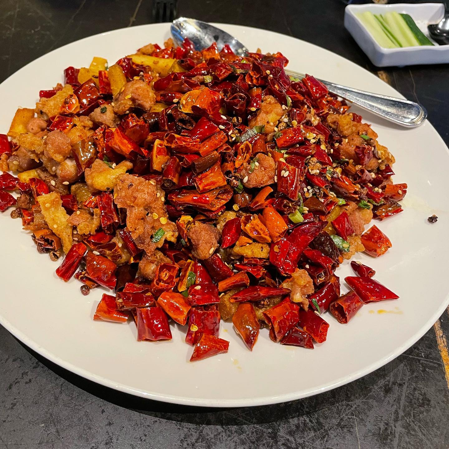 Meizhou Roast Duck(Whole)整只烤鸭, Spicy Chicken 辣子鸡, Dongpo Pork Belly with Pres...