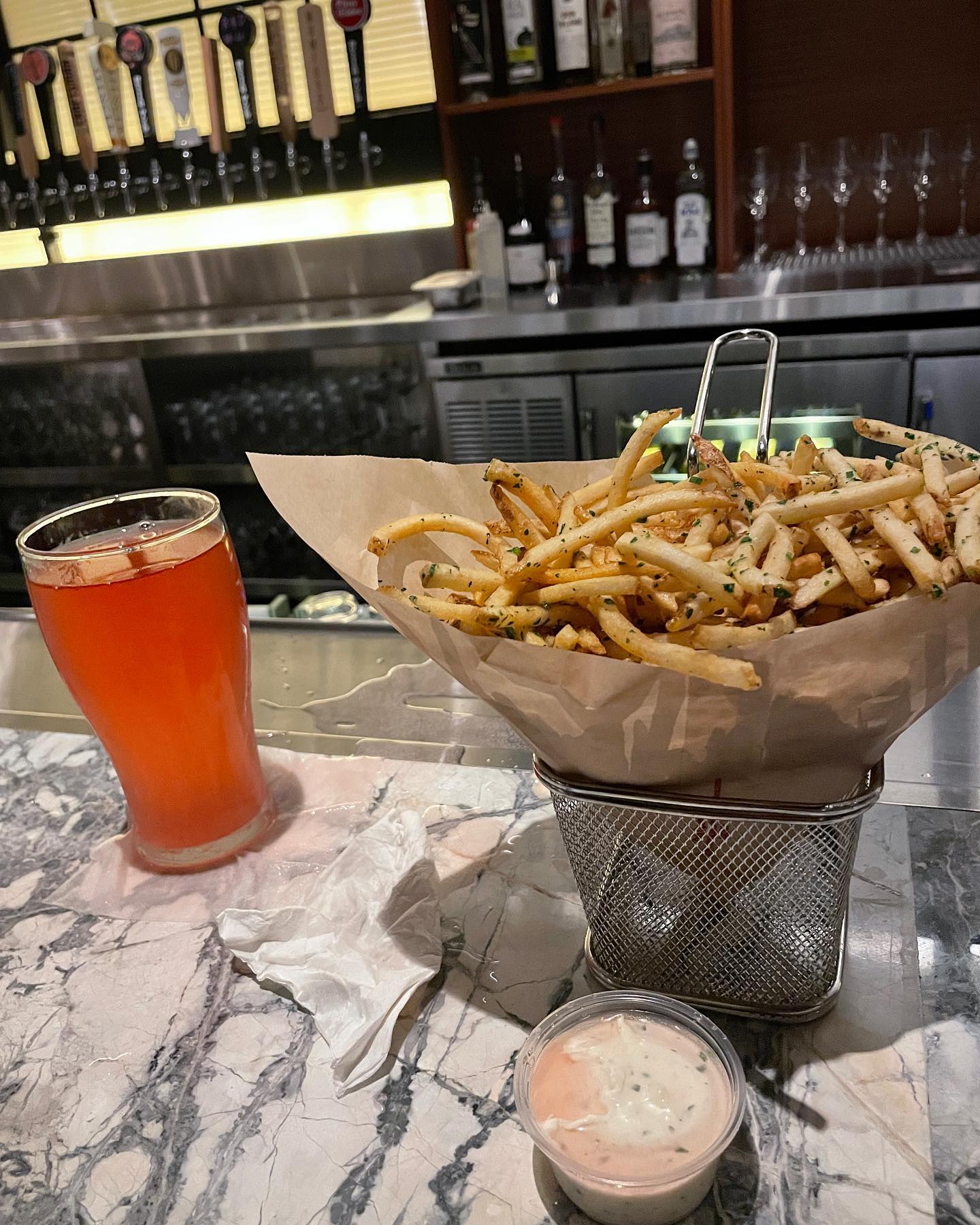 The burger at Farther’s Office in DTLA’s Arts District