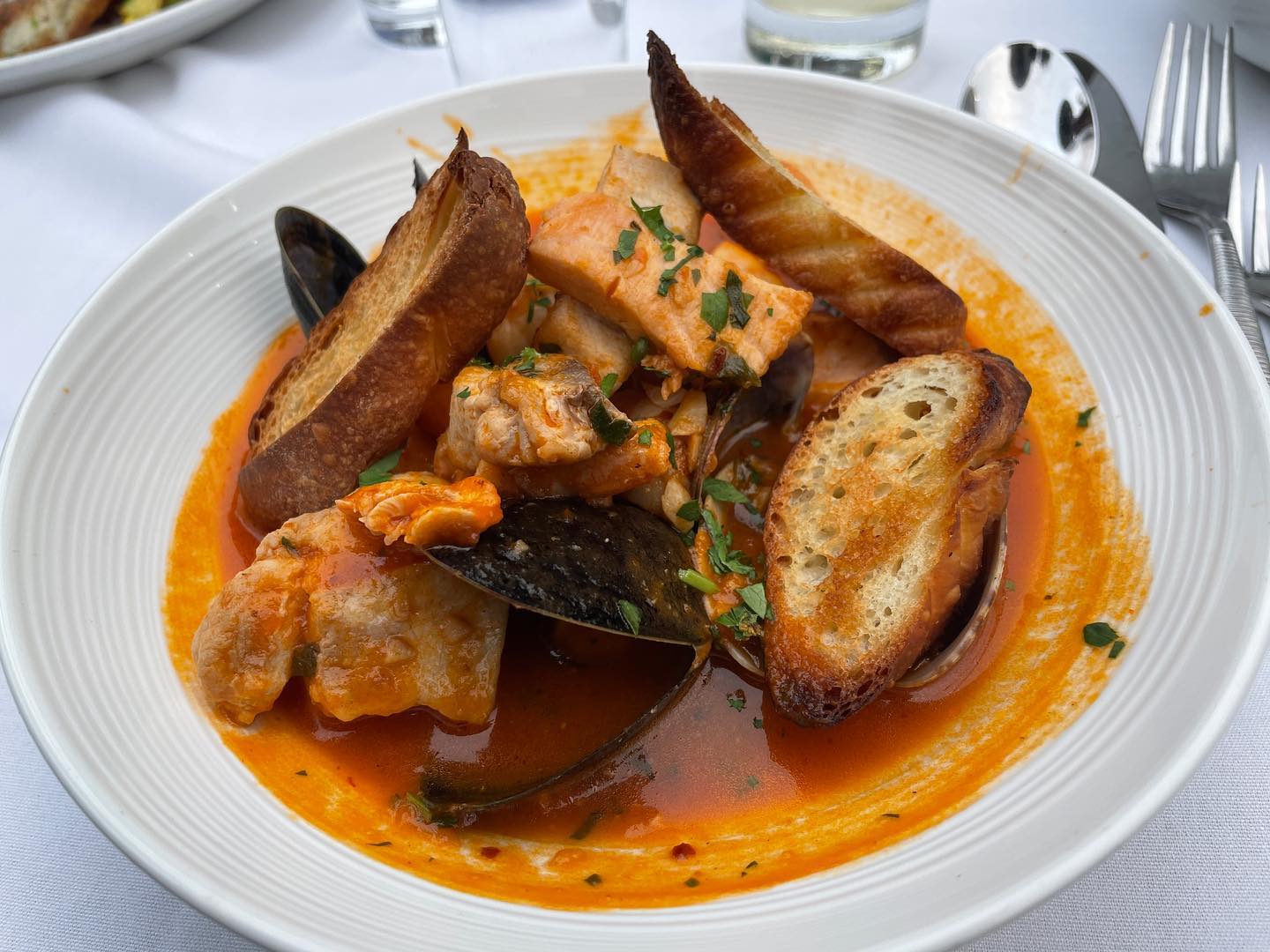 Fish Stew Cioppino and Pablo Crusted Filet of Sole Meunière