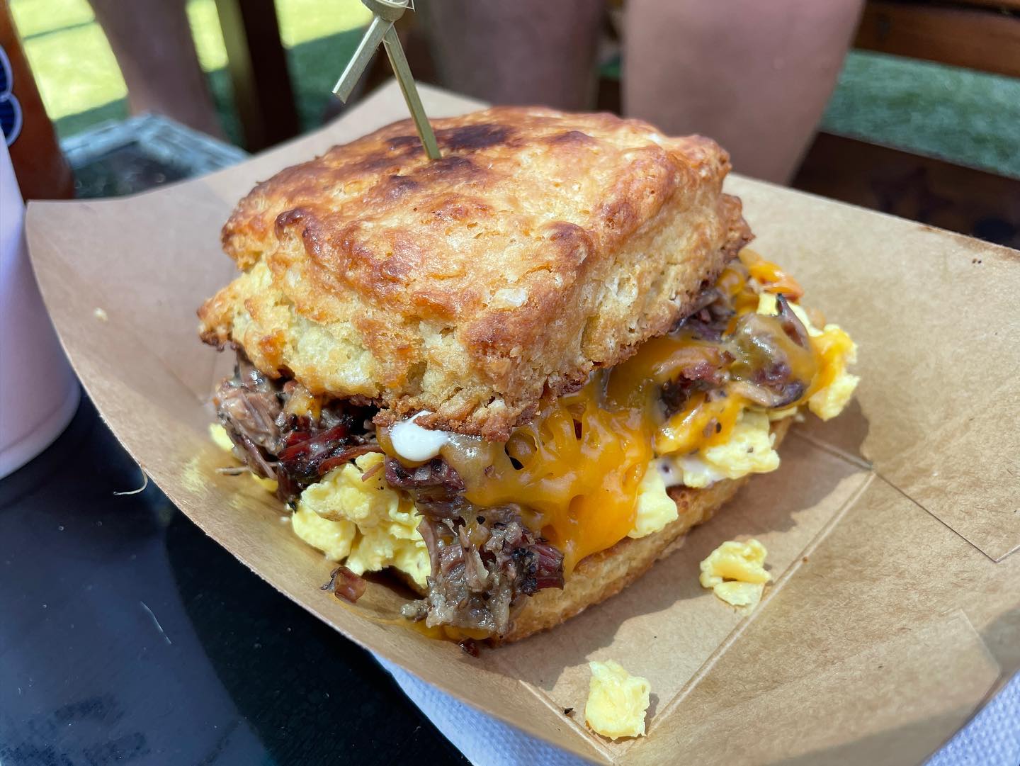 Smoked pork belly and waffles