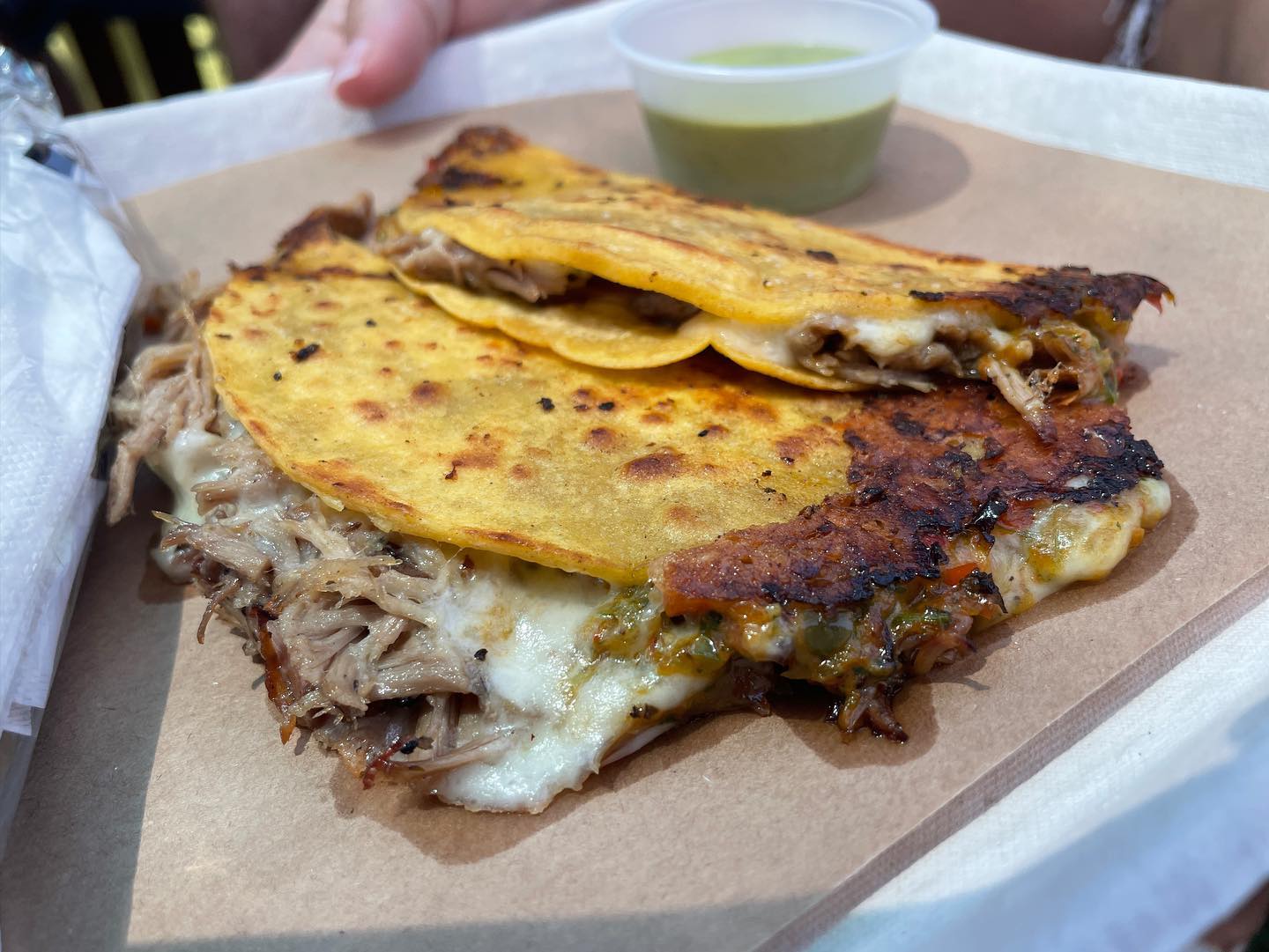 Smoked pork belly and waffles