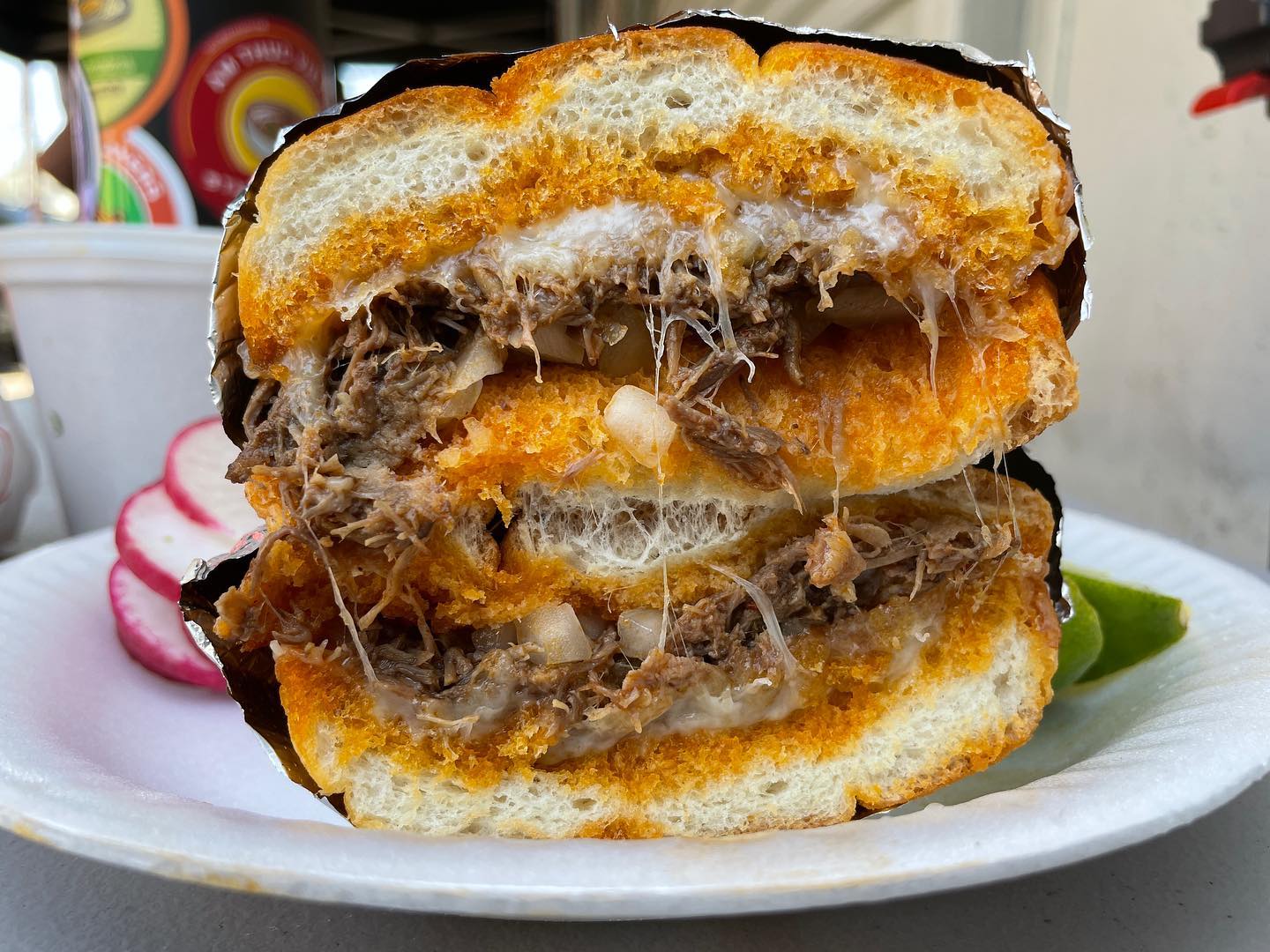 Birria Torta with consume