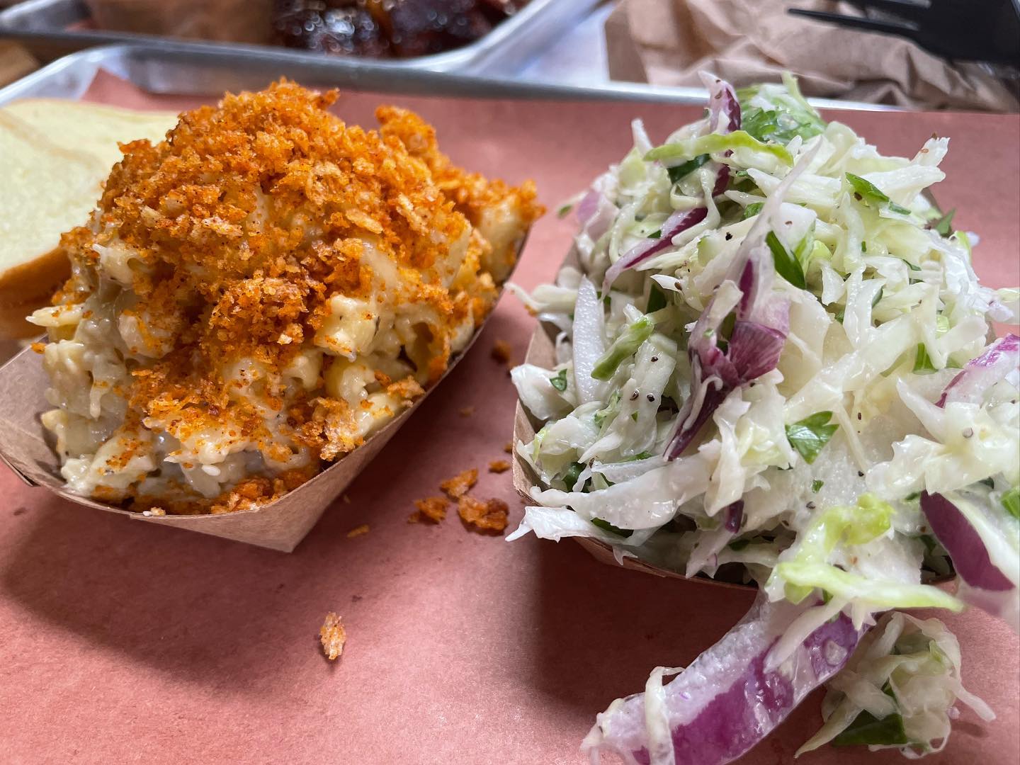 Smoked moist Brisket, spicy beef garlic sausage, brisket beans, Korean pork b...