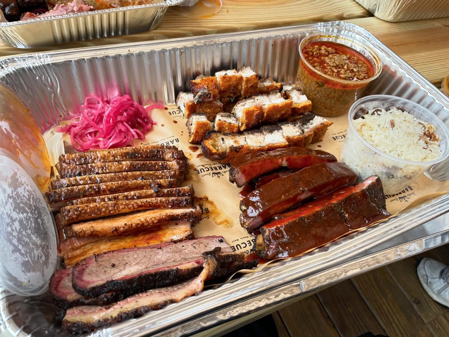 Barbecue at  Had the fatty beef brisket, bbq pork belly char siu, roast pork ...