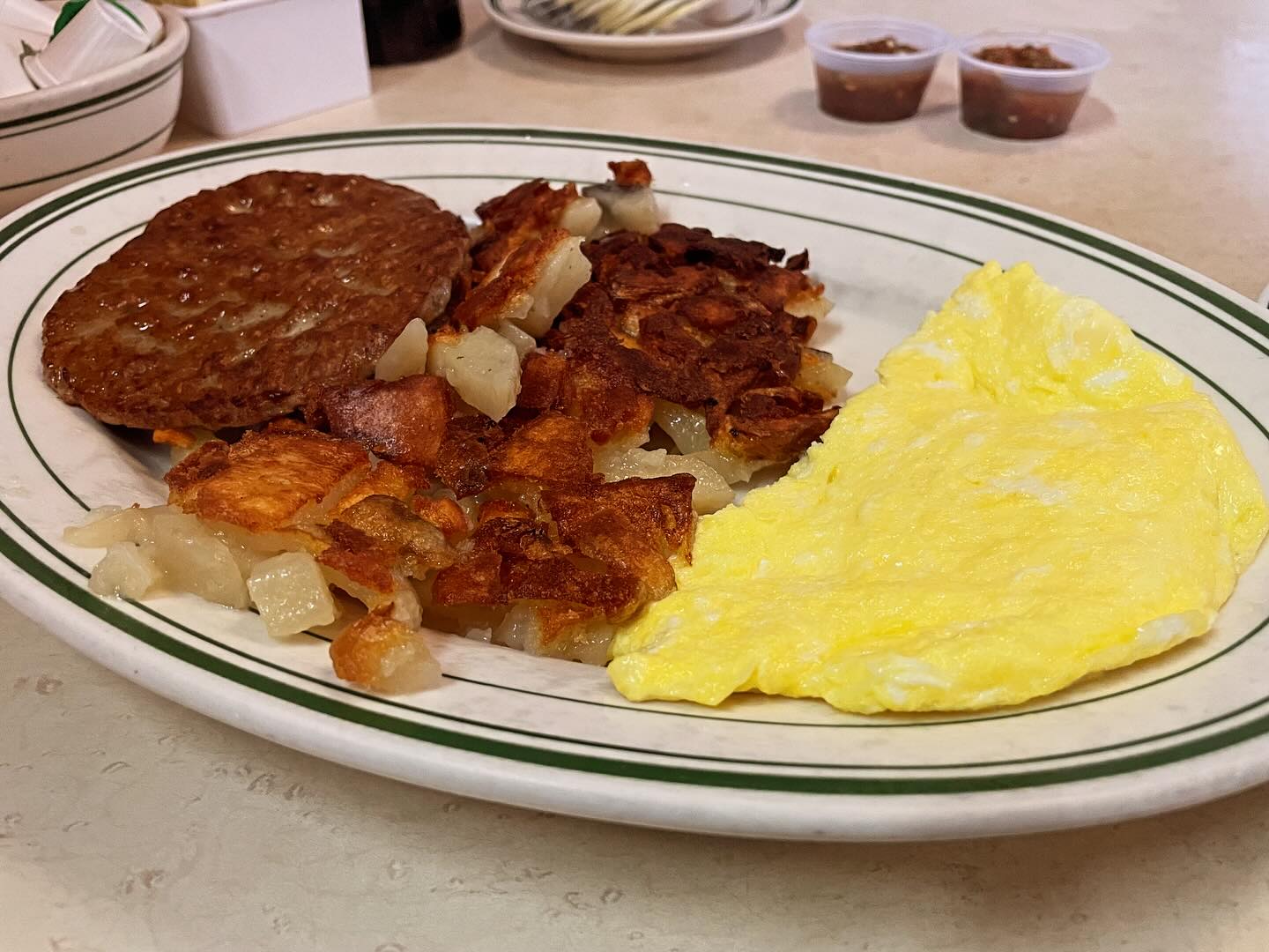 Classic American Diner Breakfast at   biscuits and gravy, sausage, eggs, and ...