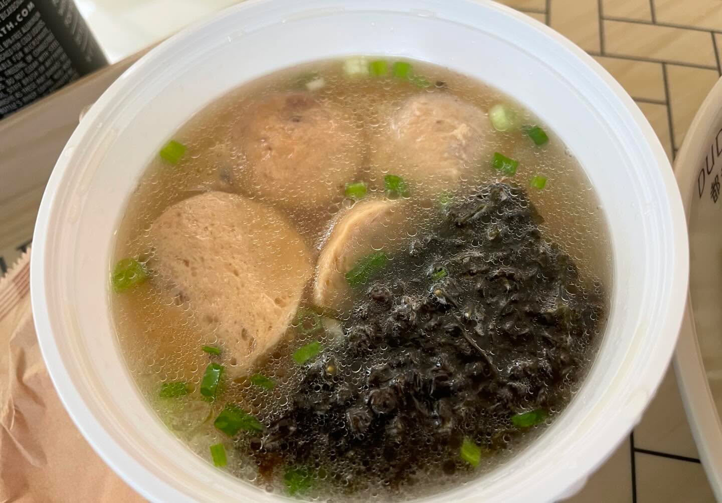 Cantonese Bbq pork and roast pork belly over rice and pork meat ball soup